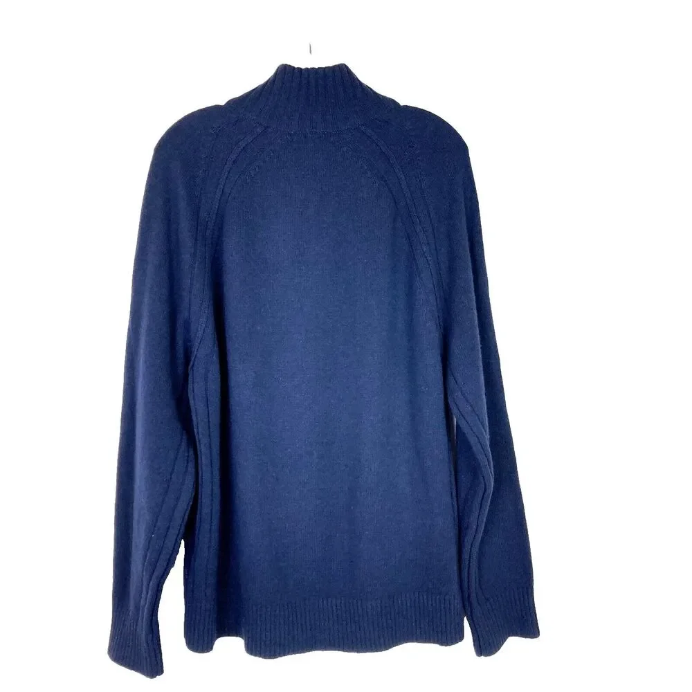 Banana Republic Men’s High Neck Sweater Size L Navy Blue Wool Blend Stretch